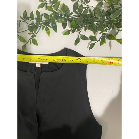 Ann Taylor Loft Black Sleeveless Split-Neck Blouse S - Picture 9 of 12